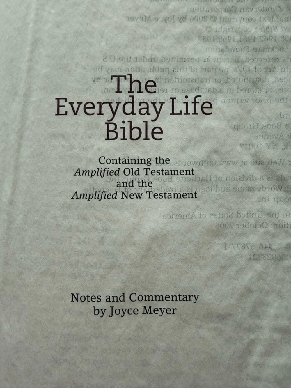 Everyday Life Bible Joyce Meyer Amplified Leather Bound Hard Cover Book 2006 1st